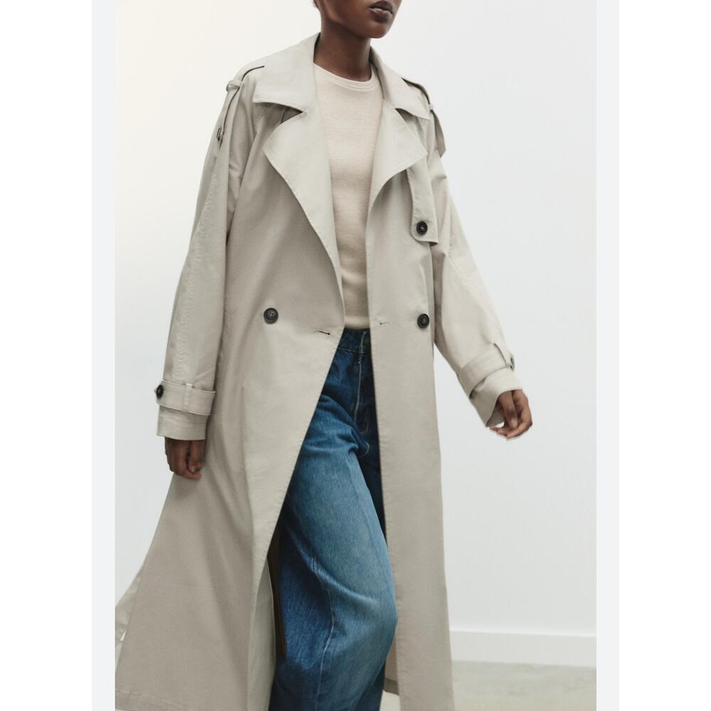 Zara Long Trench Coat in Light Beige - NWT